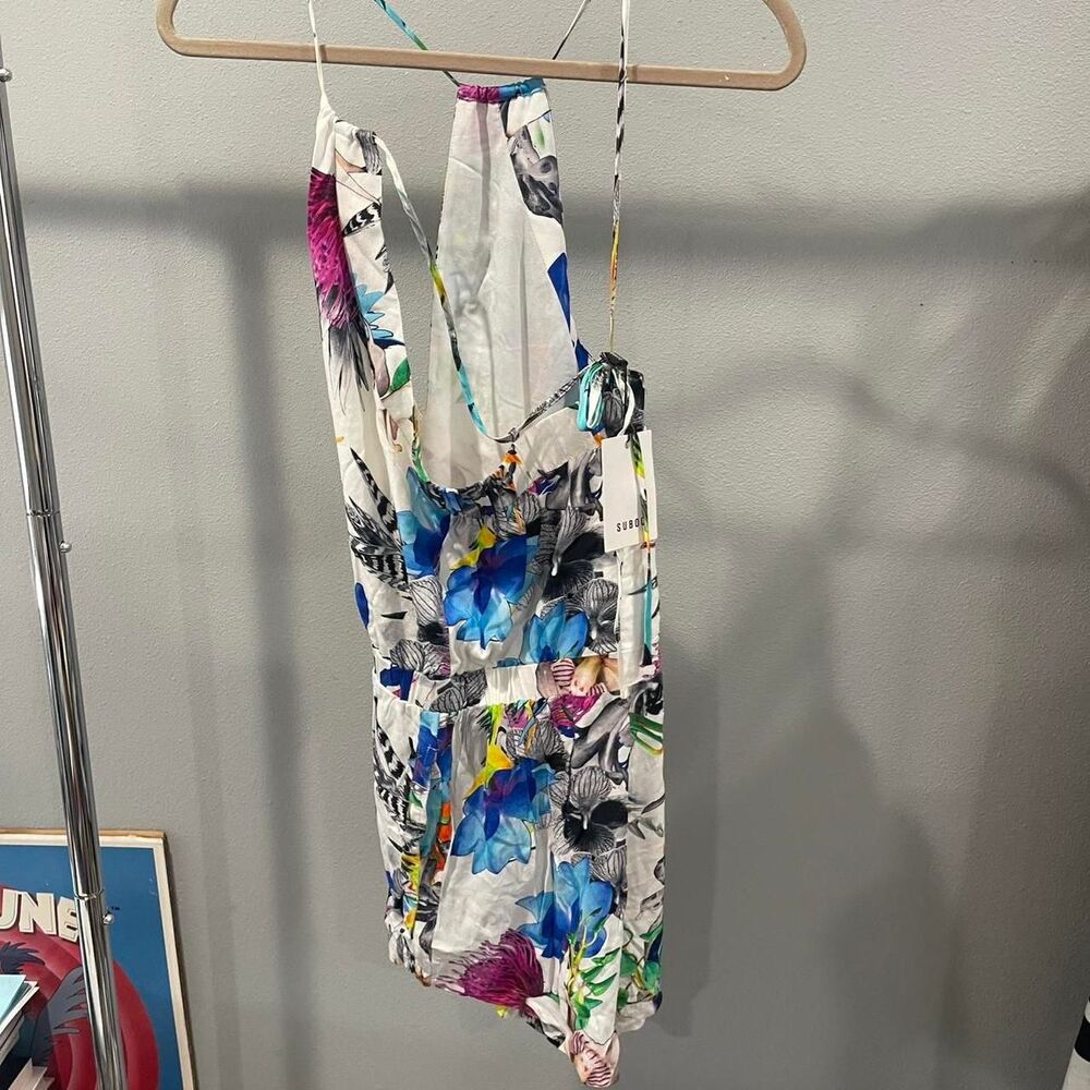 Suboo tropical print halter playsuit romper - size S - Picture 2 of 3